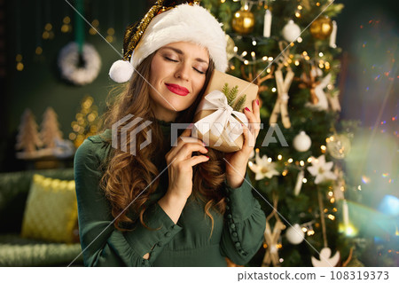 smiling young 40 years old housewife at modern home 108319373