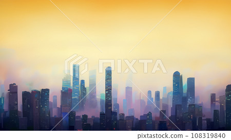 朦朧的摩天大樓城市的插圖 108319840