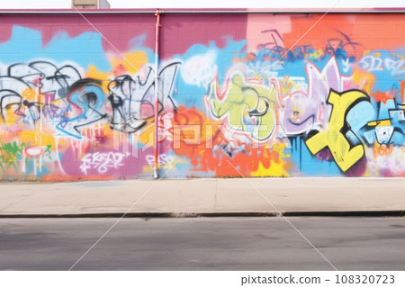 a cleaned graffiti wall 108320723