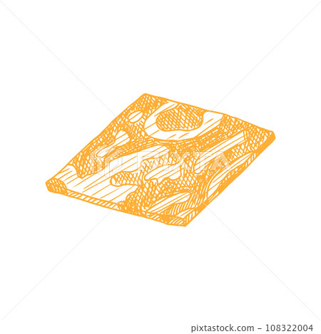 Vector slice colby jack cheese, milk dairy product. Delicious food hand-drawn illustration isolated on white background. Perfect for menu, recipe, label, packaging design Vector slice colby jack cheese, milk dairy product. Delicious food hand-drawn illustration isolated on white background. Perfect for menu, recipe, label, packaging design 108322004