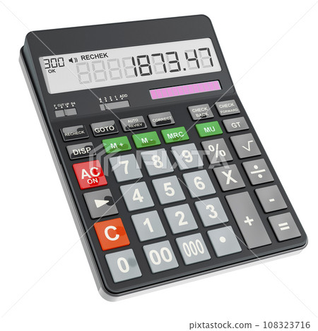 Electronic calculator, 3D rendering Electronic calculator, 3D rendering 108323716