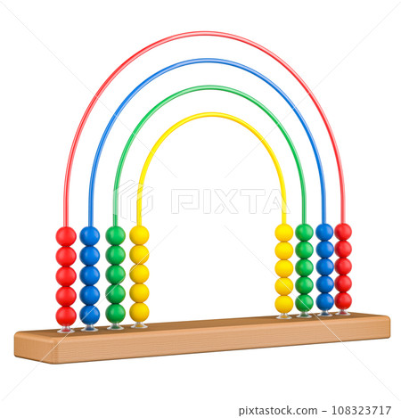 Rainbow Abacus, Wooden Education Toy. 3D rendering Rainbow Abacus, Wooden Education Toy. 3D rendering 108323717