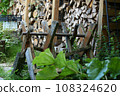 firewood storage closeup photo on summer day 108324620