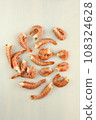 frosted king prawns closeup photo on white table background  108324628