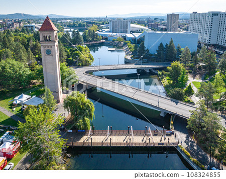 spokane landmark washington clocktower downtown spokane landmark washington clocktower downtown 108324855