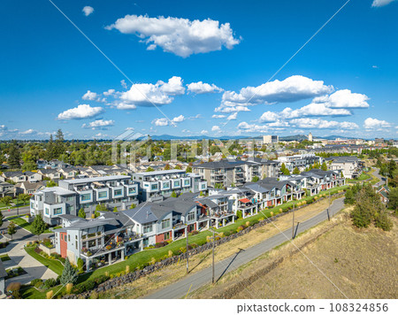 spokane kendall yards summer aerial view downtown spokane kendall yards summer aerial view downtown 108324856