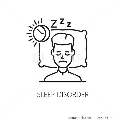 Sleep disorder, psychological problem and mental health icon in outline vector. Psychology and mind emotional state problem in sleep disorder, insomnia, apnea or psychological narcolepsy line symbol Sleep disorder, psychological problem and mental health icon in outline vector. Psychology and mind emotional state problem in sleep disorder, insomnia, apnea or psychological narcolepsy line symbol 108325128
