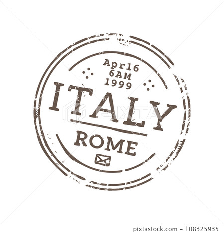 Rome Italy postage and postal rubber stamp, round seal. Vector post delivery emblem, postmark ink stamp. International mail control sign 108325935