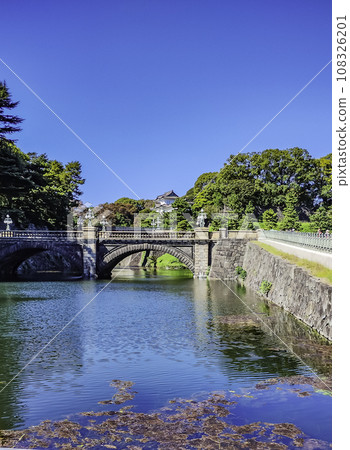 Tokyo Imperial Palace Outer Garden, Imperial Palace main gate stone bridge (Meganebashi) and Fushimi turret, Chiyoda-ku, Tokyo Tokyo Imperial Palace Outer Garden, Imperial Palace main gate stone bridge (Meganebashi) and Fushimi turret, Chiyoda-ku, Tokyo 108326201