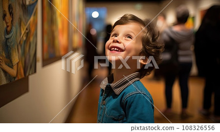 Child artist at art exhibition Child artist at art exhibition 108326556