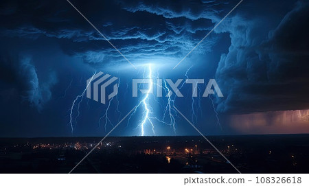 Tornado of the future with lightning Tornado of the future with lightning 108326618