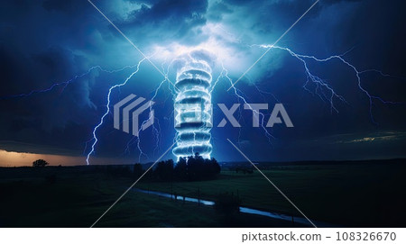 Tornado of the future with lightning 108326670