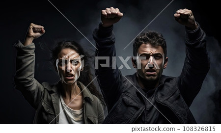 A man and a woman are fighting for their rights A man and a woman are fighting for their rights 108326815