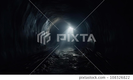 Dark tunnel with a glow on top Dark tunnel with a glow on top 108326822