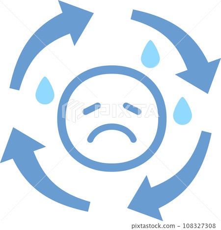 哭臉標記和圓形箭頭，惡性循環 108327308