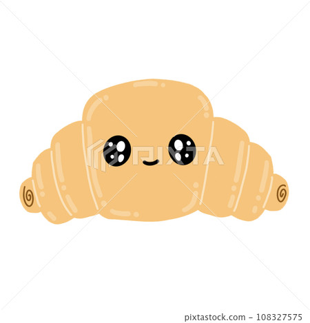 Cute Croissant Character Mascot Kawaii Cartoon illustration 108327575