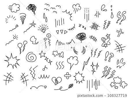 Handwritten comic mark icon set 108327719