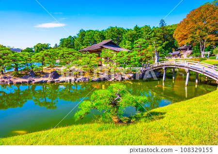 View of Korakuen, one of the three most famous gardens in Japan View of Korakuen, one of the three most famous gardens in Japan 108329155