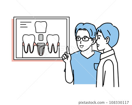 Dentist explaining about implant treatment Dentist explaining about implant treatment 108330117