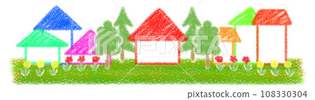 Crayon art in a lush residential area 108330304