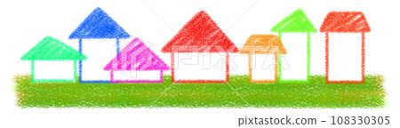 Crayon art in a lush residential area Crayon art in a lush residential area 108330305