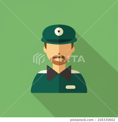Mysterious Man in Uniform Suspenseful Silhouette 108330602