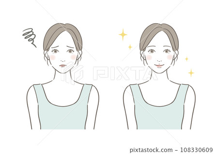 Beauty skin care image illustration of a woman before and after 108330609