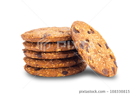 Stack of delicious homemade crunchy oatmeal biscuits. 108330815