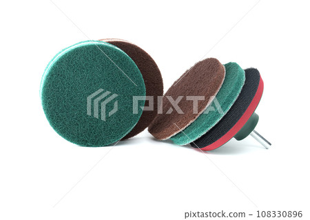 Cleaning and polishing accessories isolated on white Cleaning and polishing accessories isolated on white 108330896