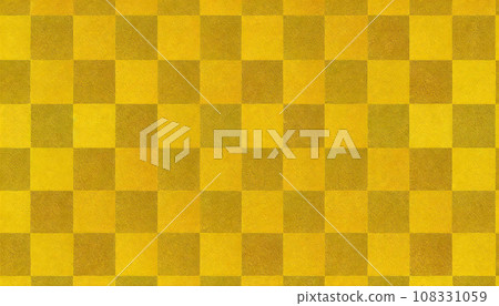 A checkered pattern background material with a Japanese feel. Checkered pattern on gold folding screen. 108331059