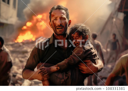 "Miracle in the midst of war: Rescue of disaster victims and love of family" <Image generation AI> 108331381