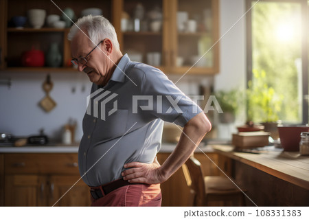 "Low back pain in the elderly: The old man grimaces in pain" <Image generation AI> 108331383