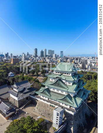 October Aichi Nagoya Castle / Tenshukaku and skyscrapers around Nagoya Station 108331452