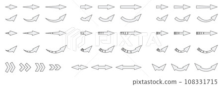 Arrow set_with outline, white painting 108331715