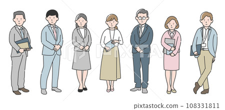 Full body illustration of a business person working at a company 108331811