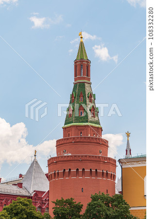 Corner Arsenalnaya Tower of Kremlin in Moscow, Russia. 108332280