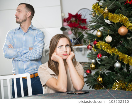 Offended couple after quarrel Offended couple after quarrel 108332310