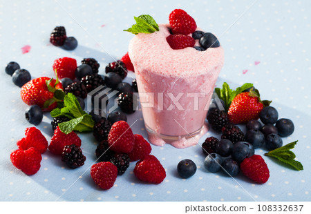 Milkshake with berries and mint Milkshake with berries and mint 108332637