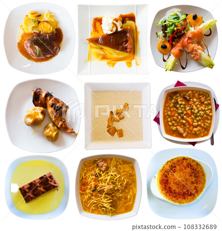 Collage of Catalan cuisine meals 108332689