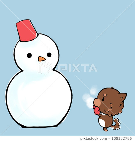 Chihuahua and snowman 108332796