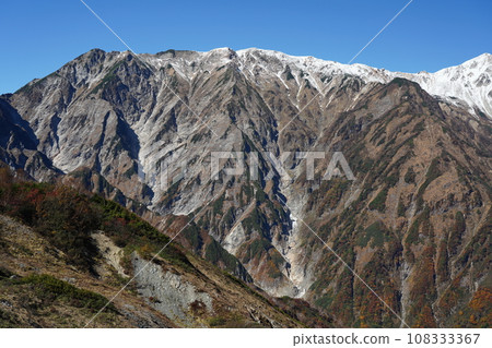 View of Tengu's Head in the Hakuba Mountain Range from Happo-one in autumn 108333367