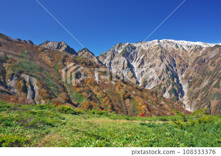 Beautiful three-tiered autumn leaves around Happo Pond 108333376
