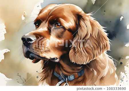 Watercolor Painting Dog Portrait, Generative AI illustration Watercolor Painting Dog Portrait, Generative AI illustration 108333690