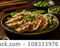 Top view classic gyoza pork food. 108333976