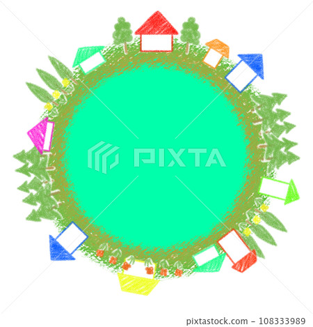 Crayon style earth and house icon illustration Crayon style earth and house icon illustration 108333989