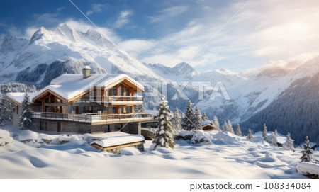 Luxury hotel in the middle of winter 108334084