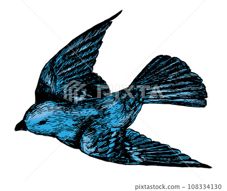 復古線畫撲騰的鳥 復古線畫撲騰的鳥 108334130