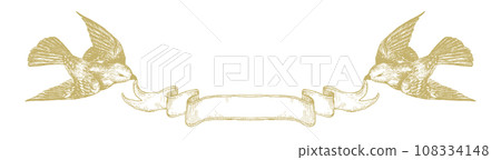 Bird and antique ribbon frame Bird and antique ribbon frame 108334148