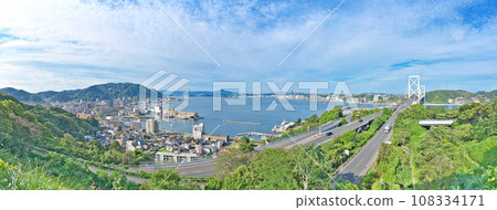 [Kanmon Strait from Wabukari Second Observation Deck] (High resolution version) Moji, Moji Ward, Kitakyushu City, Fukuoka Prefecture 108334171