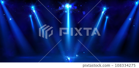 Abstract blue spotlight show stage for party event 108334275